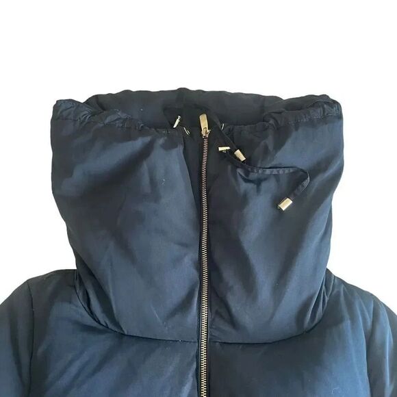 Zara Woman Black Coat Collared Long Sleeve Full Zip Parka Down Winter Jacket L - Picture 8 of 13